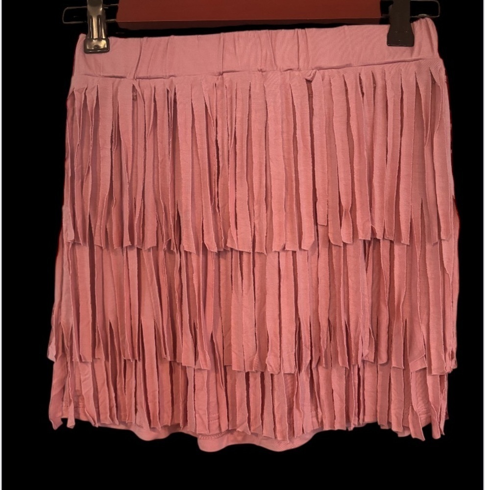 POL Dusty Rose Fringe Mini Skirt NWOT